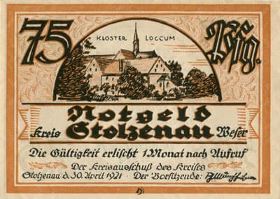 Notgeld Stolzenau Weser (Hannover - Allemagne) - 75 pfennig - 30 avril 1921 - Type 1 - face