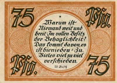 Notgeld Stolzenau Weser (Hannover - Allemagne) - 75 pfennig - 30 avril 1921 - Type 1 - dos