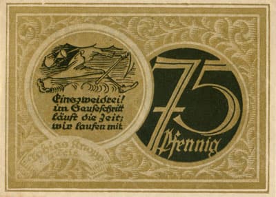 Notgeld Stolzenau Weser (Hannover - Allemagne) - 75 pfennig - 30 avril 1921 - Type 2 - dos