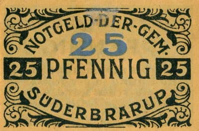 Notgeld der Gemeinde S�derbrarup (Schleswig-Holstein - Allemagne) - 25&nbsp;pfennig - 1920 - n�&nbsp;25270 - face