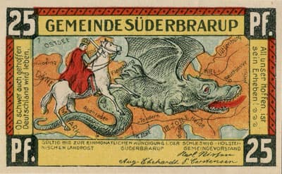 Gutschein der Gemeinde S�derbrarup (Schleswig-Holstein - Allemagne) - 25&nbsp;pfennig - (1921) - n�&nbsp;12589 - Type 1 - dos