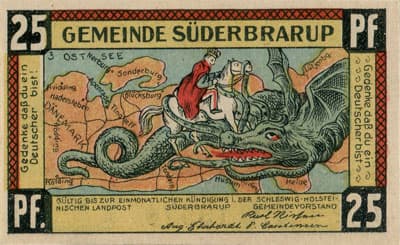 Gutschein der Gemeinde S�derbrarup (Schleswig-Holstein - Allemagne) - 25&nbsp;pfennig - (1921) - n�&nbsp;13570 - Type 3 - dos
