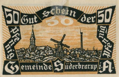 Gutschein der Gemeinde S�derbrarup (Schleswig-Holstein - Allemagne) - 50&nbsp;pfennig - 1920 - n�&nbsp;252894 - face