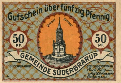 Gutschein der Gemeinde S�derbrarup (Schleswig-Holstein - Allemagne) - 50&nbsp;pfennig - (1921) - n�&nbsp;08271 - Type 4 - dos