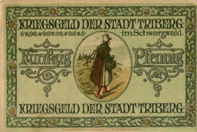 Notgeld Kriegsgeld der Stadt Triberg im Schwarzwald (Bade-Wurtemberg - Allemagne) - 50 pfennige n�&nbsp;6793 - 25&nbsp;juillet&nbsp;1918 - dos