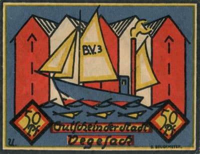 Gutschein der stadt Vegesack (Bremen - Allemagne) - 50 pfennige - 13&nbsp;mai&nbsp;1921 - n�&nbsp;53081 - dos