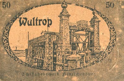 Notgeld Waltrop (Westfalen - Allemagne) - 50 pfennige - Schiffshebewerk Henrichenburg (exemplaire 2) - face