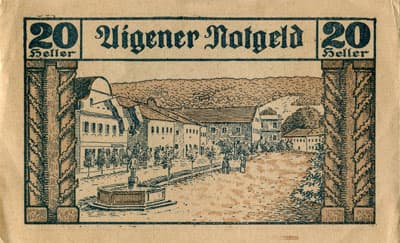 Aigener notgeld - Aigen (Autriche) - 20 heller - valable jusqu'au 31&nbsp;d�cembre&nbsp;1920 - face