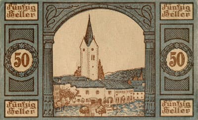 Notgeld Aigen (Autriche) - 50 heller - valable jusqu'au 31&nbsp;d�cembre&nbsp;1920 - face