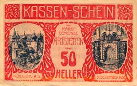 Notgeld Artstetten ( Autriche ) - 50 heller - valable jusqu'au 31 décembre 1920 - face