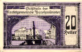 Notgeld Aurolzmünster ( Autriche ) - 20 heller - émission du 9 avril 1920 - face