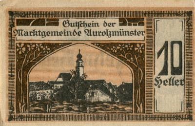 Notgeld Aurolzm�nster (Autriche) - 10 heller - 9 avril 1920 - face