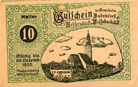 Notgeld Bubendorf, Meilersdorf, Wolfsbach ( Autriche ) - 10 heller - émission du 1er avril 1920 - face