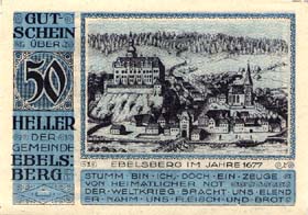 Notgeld Ebelsberg ( Autriche ) - 50 heller - émission de septembre 1920 - face