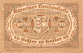 Notgeld Kärntner ( Autriche ) - 10 heller - Emission du 3 mars 1920 - dos