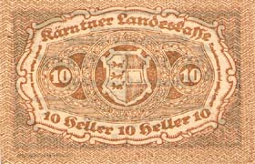 Notgeld K�rntner (Autriche) - 10 heller - Emission du 3 mars 1920 - dos