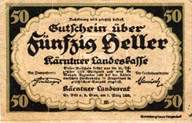 Notgeld K�rntner (Autriche) - 50 heller - Emission du 3 mars 1920 - face
