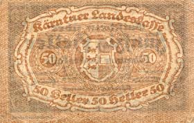 Notgeld Kärntner ( Autriche ) - 50 heller - Emission du 3 mars 1920 - dos