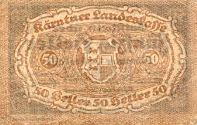 Notgeld K�rntner (Autriche) - 50 heller - Emission du 3 mars 1920 - dos