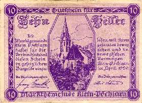 Notgeld Klein-Pöchlarn ( Autriche ) - 10 heller - émission d'avril 1920 - face
