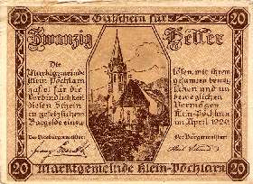 Notgeld Klein-Pöchlarn ( Autriche ) - 20 heller - émission d'avril 1920 - face