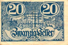 Notgeld Linz ( Autriche ) - 20 heller - émission du 1er mars 1920 - dos