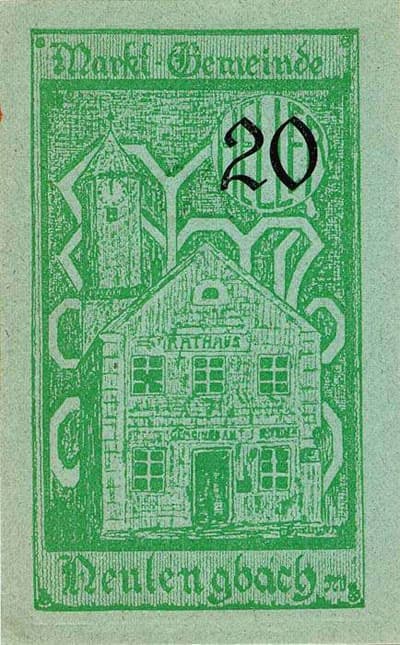 Notgeld Neulengbach (Autriche) - 20 heller - valable juqu'au 30 septembre 1920 - face