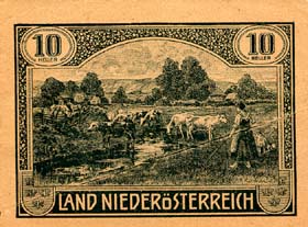 Notgeld Land Nierderösterreich ( Autriche ) - 10 heller - émission de juillet 1920 - face