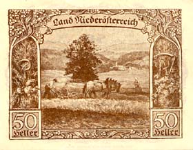 Notgeld Land Nierderösterreich ( Autriche ) - 50 heller - émission de mai 1920 - face