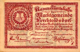 Notgeld Pechtoldsdorf ( Autriche ) - 50 heller - émission de décembre 1920 - dos