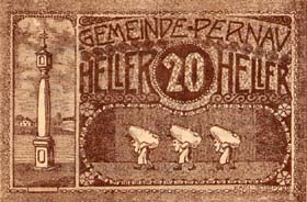 Notgeld Pernau ( Autriche ) - 20 heller - valable jusqu'au 31 octobre 1920 - face