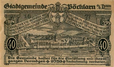 Gutschein der Stadtgemeinde P�chlarn (Autriche) - 40 heller - 3�me&nbsp;�mission - 1920 - dos