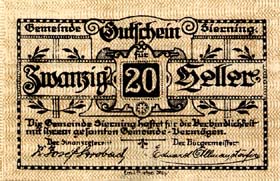 Notgeld Sierning ( Autriche ) - 20 heller - émission du 20 mars 1920 - face