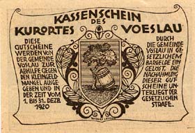 Notgeld Vöslau ( Autriche ) - 20 heller - Emission du 1er juillet 1920 - dos