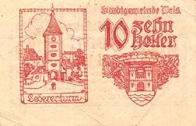 Notgeld Wels ( Autriche ) - 10 heller - valable jusqu'au 30 juin 1920 - rouge - face