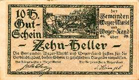 Notgeld Weyer (Autriche) - 10 heller - Emission du 14 mars 1920 - face