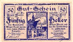 Notgeld Weyer ( Autriche ) - 50 heller - Emission du 14 mars 1920 - face
