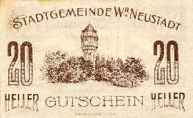 Notgeld Wiener-Neustadt (Autriche) - 20 heller - Emission du 29 mars 1920 - face