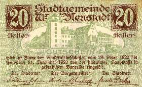 Notgeld Wiener-Neustadt ( Autriche ) - 20 heller - Emission du 29 mars 1920 - dos