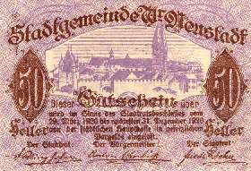 Notgeld Wiener-Neustadt (Autriche) - 50 heller - Emission du 29 mars 1920 - dos