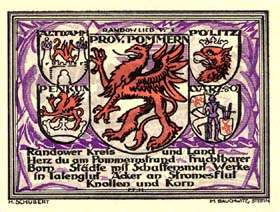 Notgeld District de Randow - 25 pfennig - �mission du 1er septembre 1921 - face