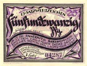 Notgeld District de Randow - 25 pfennig - �mission du 1er septembre 1921 - dos