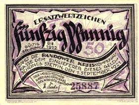 Notgeld District de Randow - 50 pfennig - �mission du 1er septembre 1921 - dos