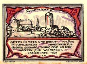 Notgeld District de Randow - 75 pfennig - �mission du 1er septembre 1921 - face