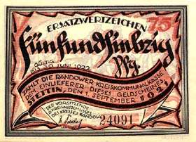 Notgeld District de Randow - 75 pfennig - �mission du 1er septembre 1921 - dos