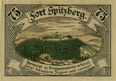 Notgeld der Stadt Silberberg (Schlesien) - Srebrna G&oacute;ra - Pologne - 75&nbsp;pfennig - 1&nbsp;octobre&nbsp;1921 - dos