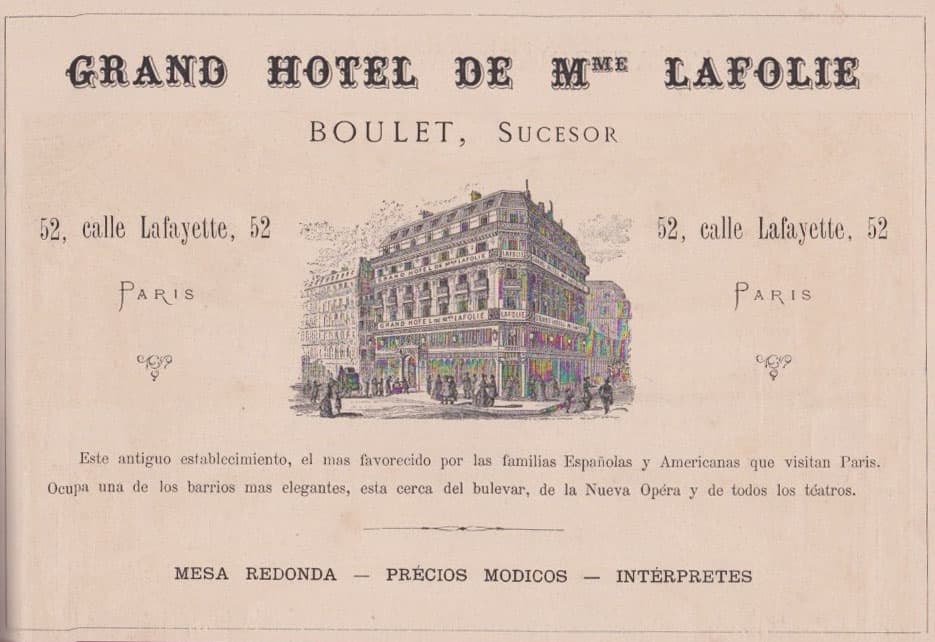 Grand Hôtel de Madame Lafolie au 52 Rue Lafayette à Paris