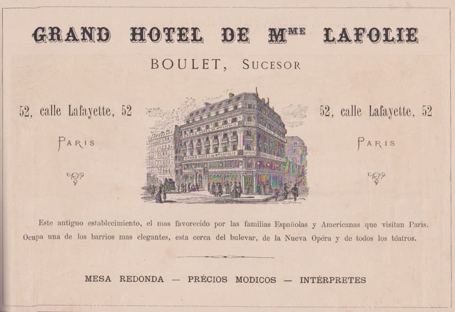Grand H�tel de Madame Lafolie au 52 Rue Lafayette � Paris