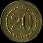 Jeton de n�cessit� de 20 (centimes) �mis par 52 Rue Lafayette � Paris - revers
