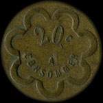 Jeton de n�cessit� de 20 centimes �mis par L'Adresse F � Paris - revers